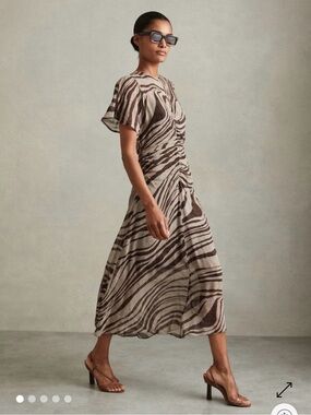 NWT Reiss TabithaZebra-Print Midi Dress